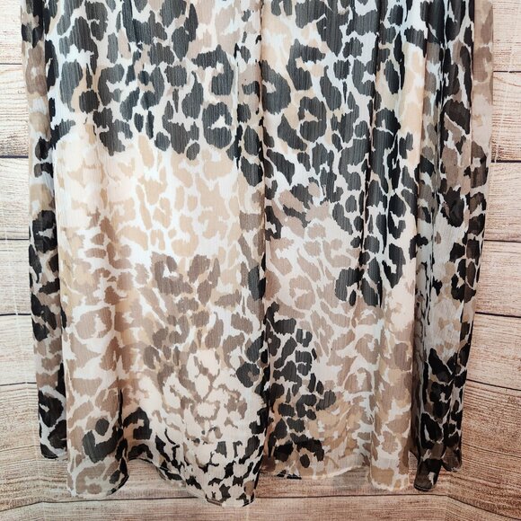 London Times Woman Cold Shoulder Midi Leopard Print Beige Brown Dress Size 1X - Picture 14 of 16
